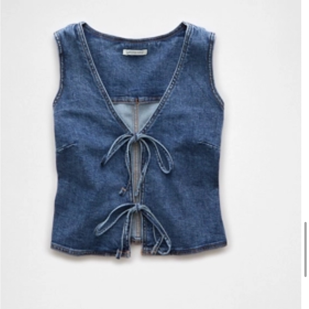 Denim Tie-Front Vest